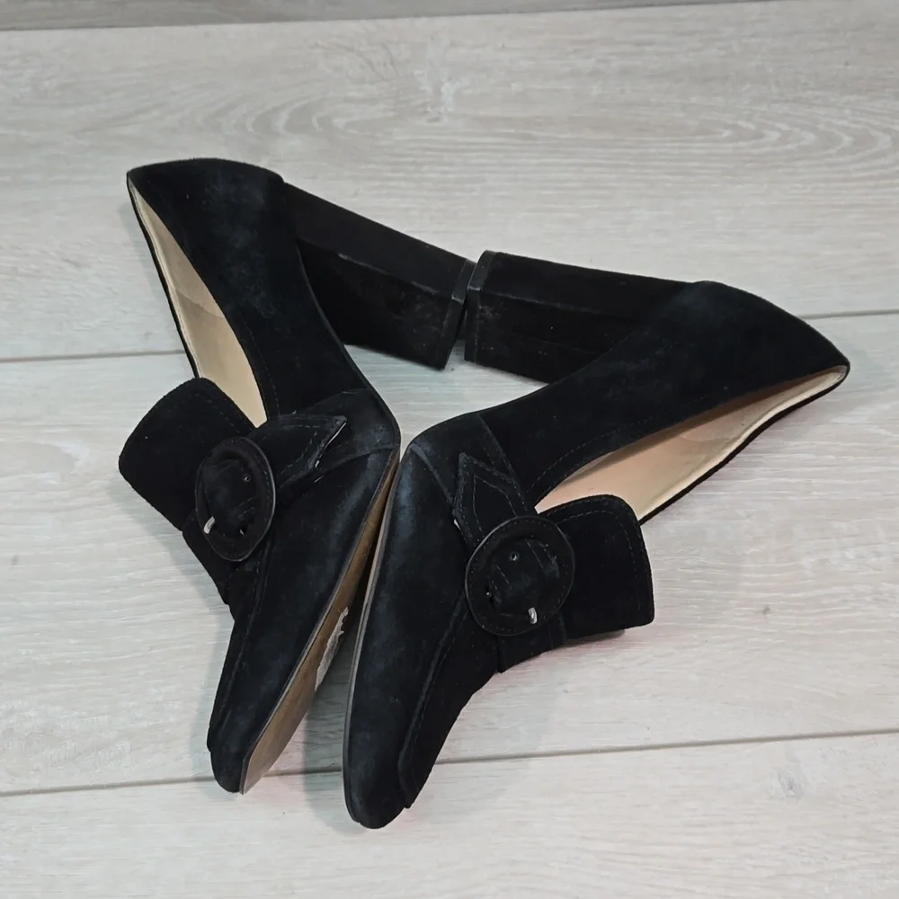 Marc Fisher Women Garlan Leather Square Toe Heels Sandals shoes sz 8.5M